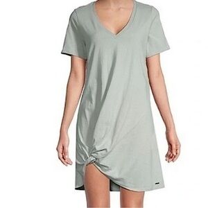 n: PHILANTHROPY Leonardo Knot Front Short Casual Shirtdress sage green
